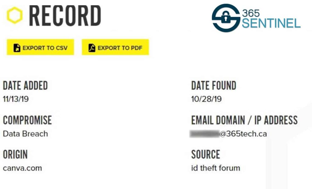 365 Sentinel - Dark Web Monitoring