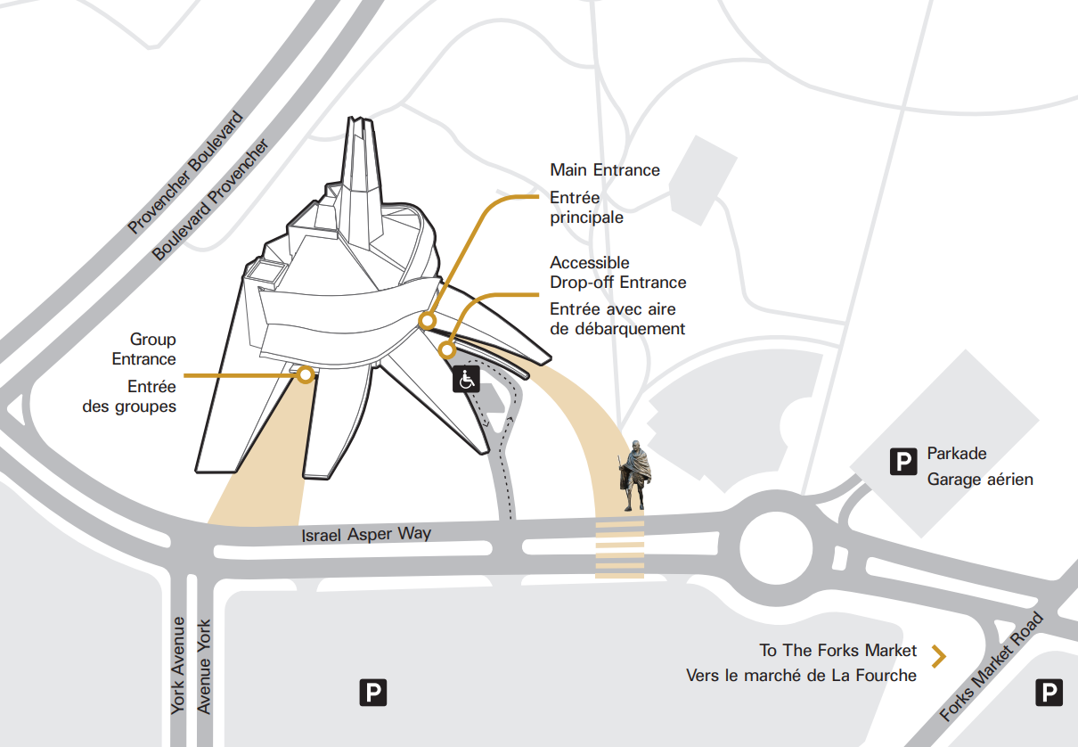 CMHR Group Entrance Group Entrance map to Canadian Museum for Human Rights